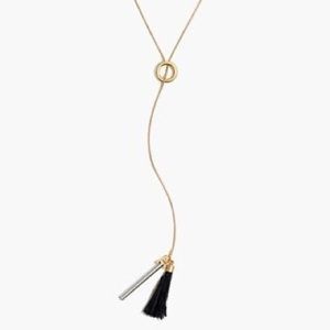 Madewell Brass Balance Necklace with Black Tassel & Silver Rod